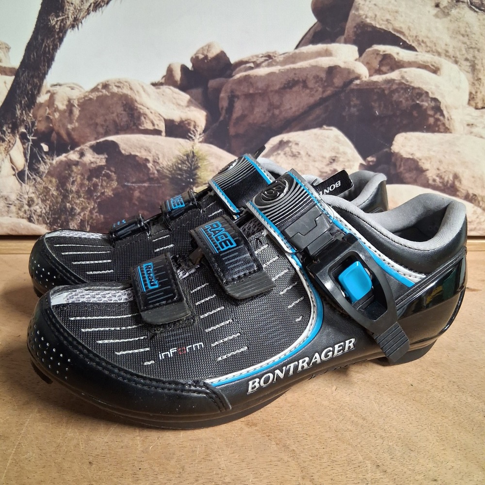 Bontrager Race Road WSD Cycling Shoes Black Blue Womens sz 6 Ratchet Buckle